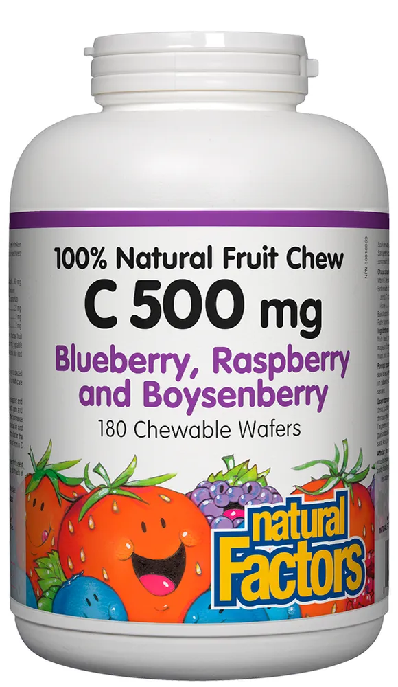 C 500 mg 100% Natural Fruit Chew, Blueberry, Raspberry and Boysenberry