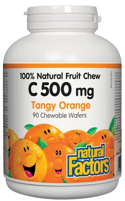 C 500 mg 100% Natural Fruit Chew, Tangy Orange