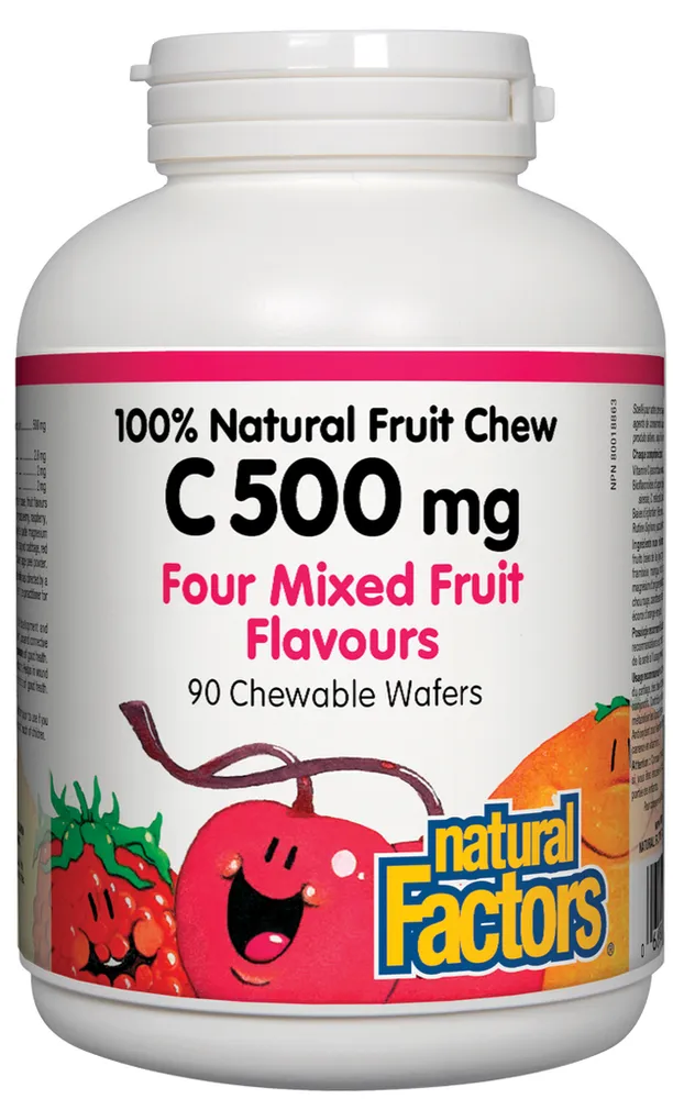 C 500 mg 100% Natural Fruit Chew, Four Mixed Flavours