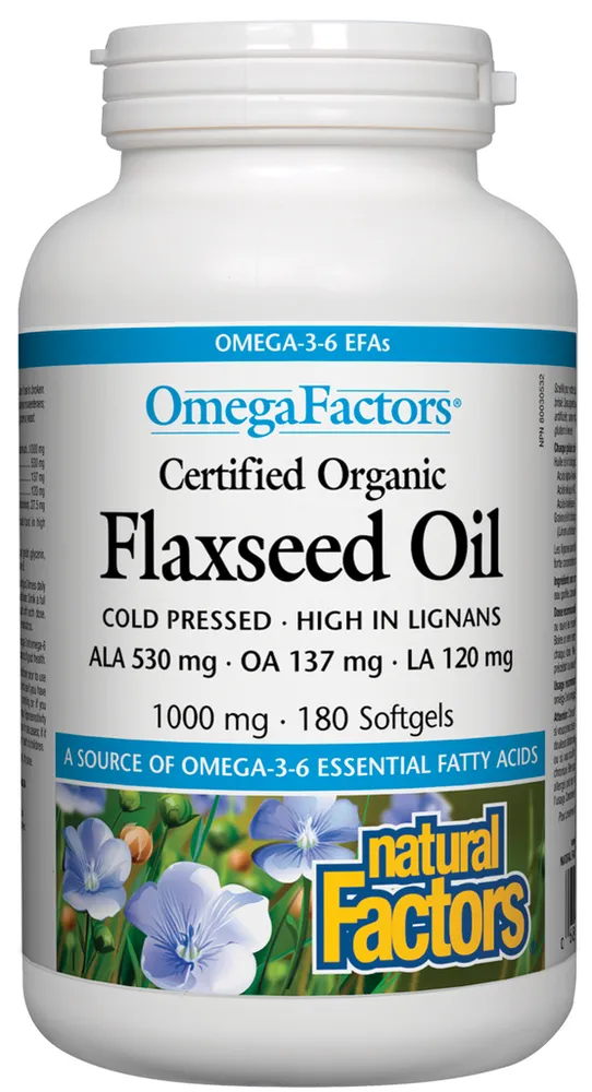 Certified Organic Flaxseed Oil 1000 mg, OmegaFactors®