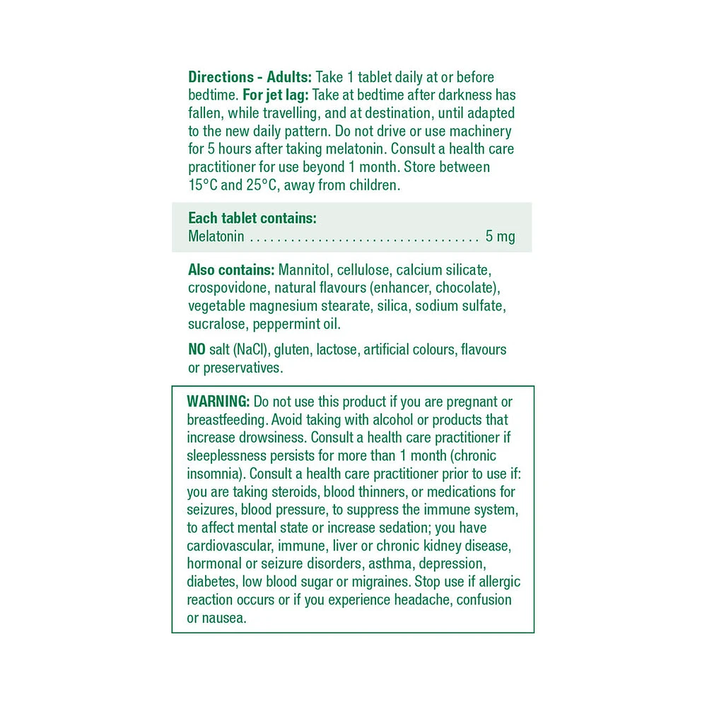 Melatonin 5mg | Fast-Dissolving - Chocolate Mint