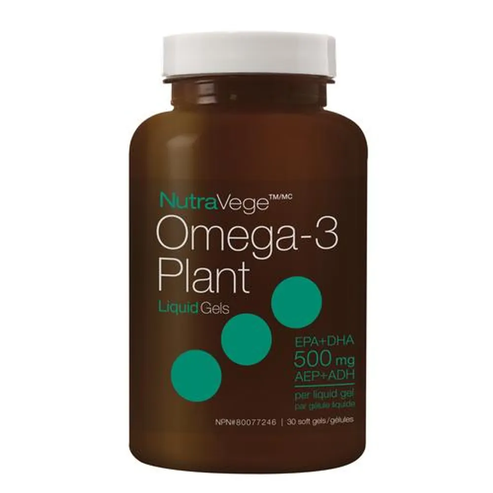 NutraVege Omega-3 Plant Liquid Gels, Fresh Mint