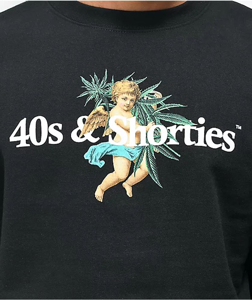 40s & Shorties Angel Plant Black Crewneck Sweatshirt