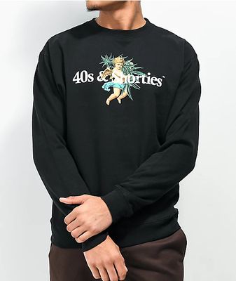 40s & Shorties Angel Plant Black Crewneck Sweatshirt