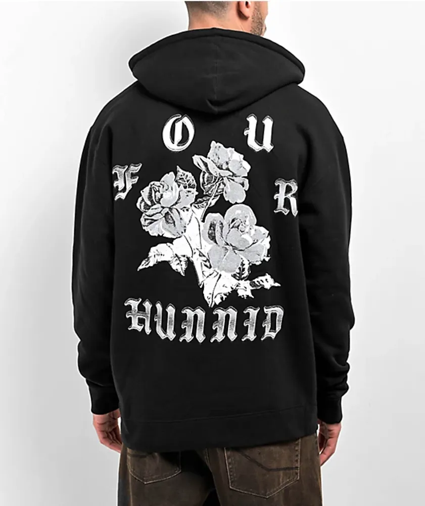 4Hunnid Chrome Roses Black Hoodie | Vancouver Mall
