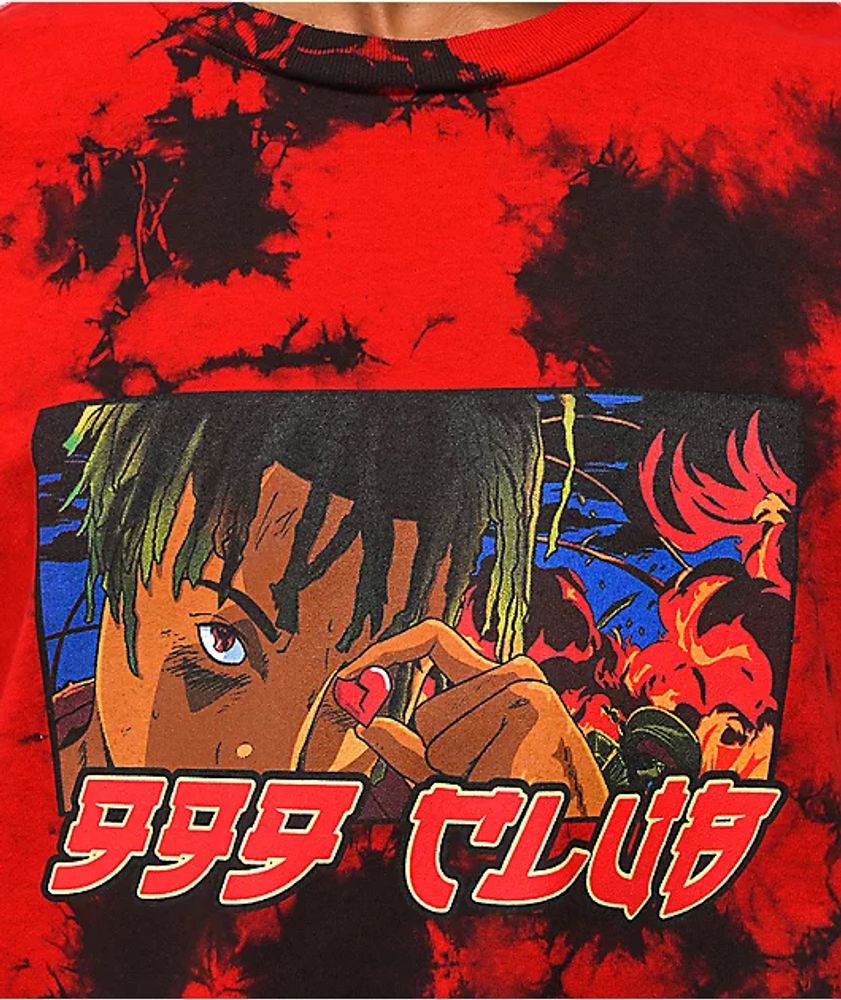 999 Club by Juice WRLD Anime Red & Black Tie Dye T-Shirt