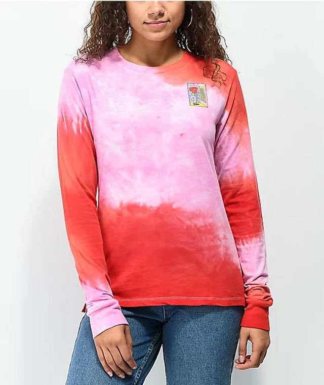 A-Lab Patina Pink & Purple Tie Dye Crop Long Sleeve T-Shirt