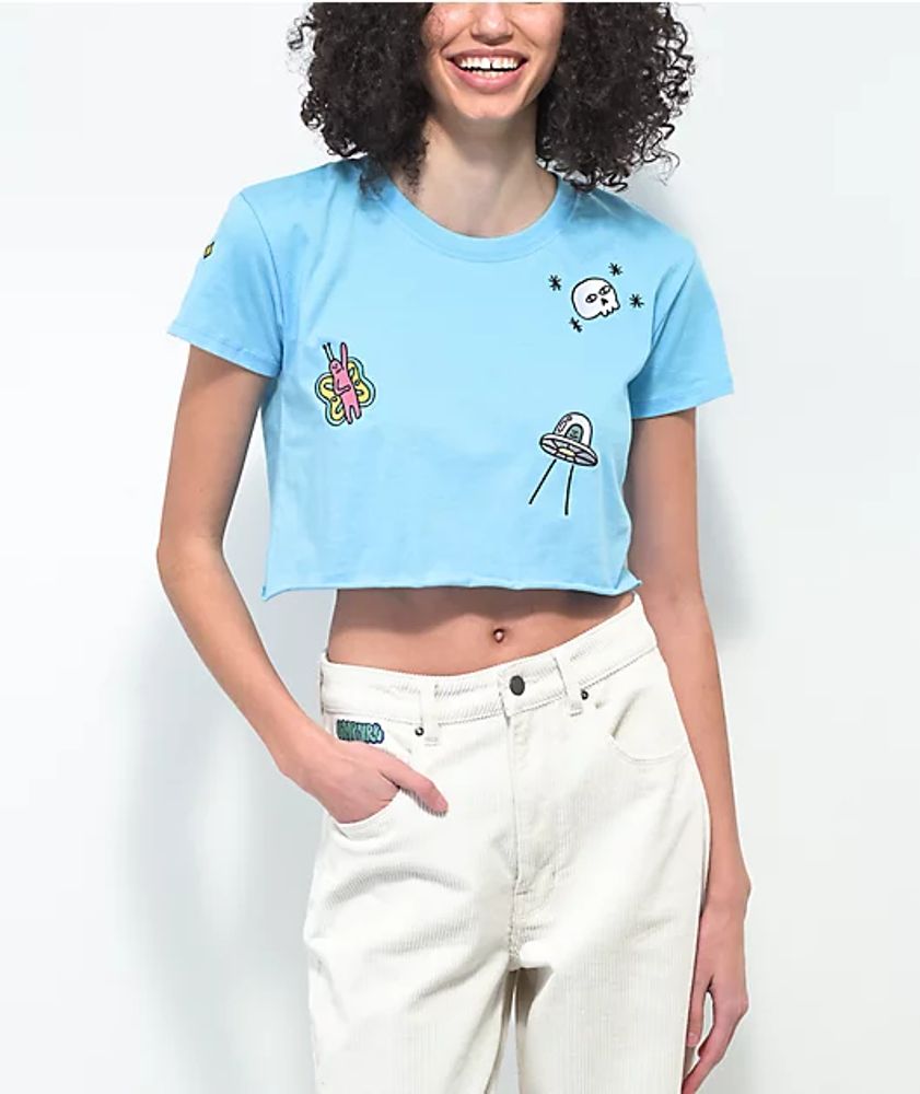 A-Lab Ballina Embroidered Blue Crop T-Shirt