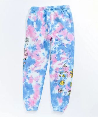 blue and white tie dye sweatpants