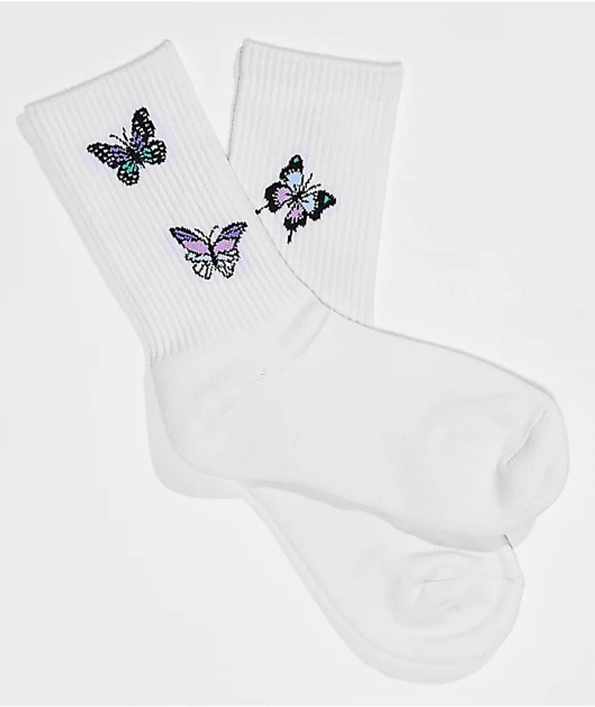A-Lab Butterfly White Crew Socks