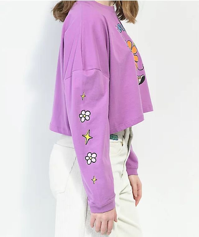 A-Lab Patina Pink & Purple Tie Dye Crop Long Sleeve T-Shirt