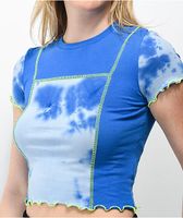 A-Lab Nikole Blue Tie Dye Crop T-Shirt
