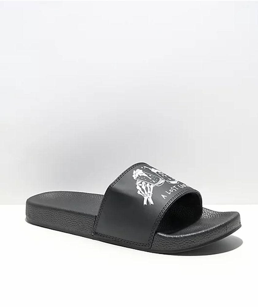A Lost Cause Cheers Black Slide Sandals
