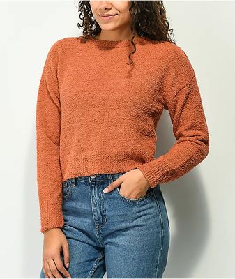 Almost Famous Round Neck Twisted Orange Sweater