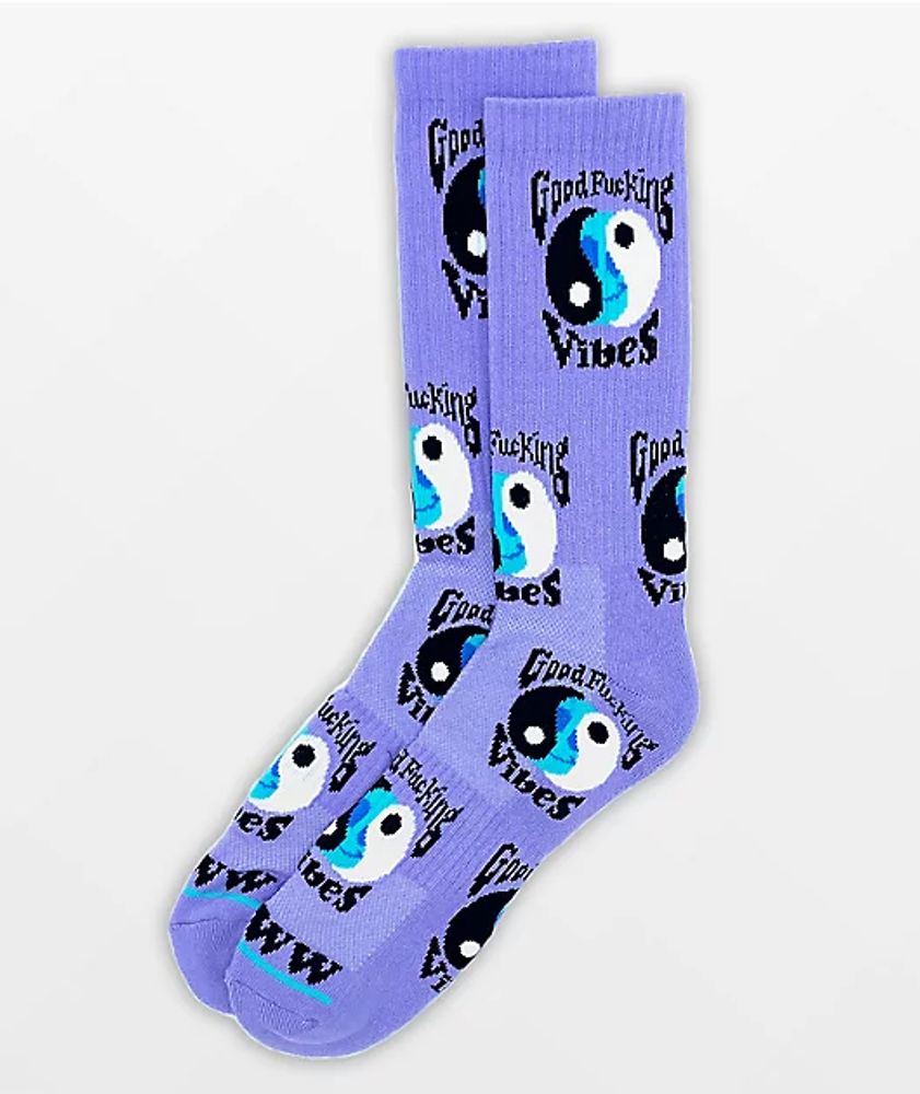 Artist Collective Good F'ing Vibes Lavender Crew Socks