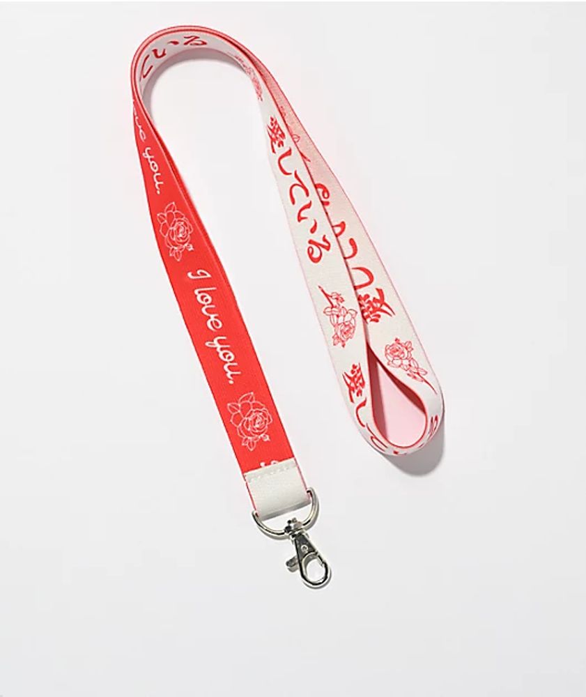 Artist Collective Love You Kanji White & Red Lanyard