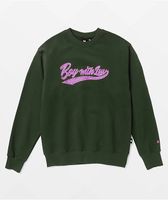 BTS Varsity Boy With Love Olive Green Crew Neck Sweatshirt