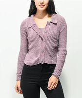 Belldini Mauve Chenille Cardigan Crop Sweater