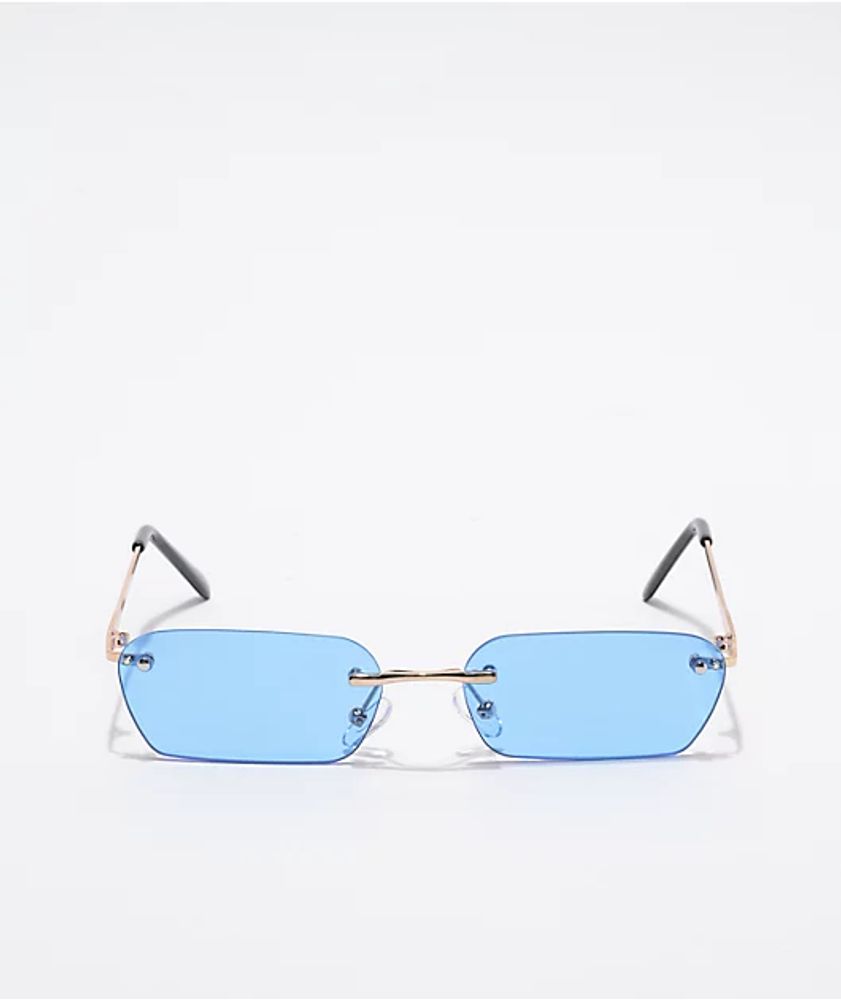 Blue & Gold Rectangle Sunglasses