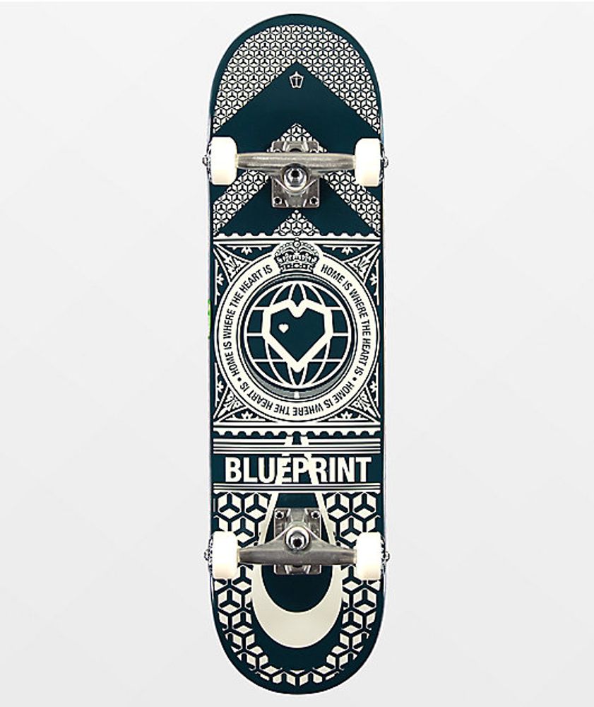 Blueprint Home Heart Navy & White 8.0" Skateboard Complete