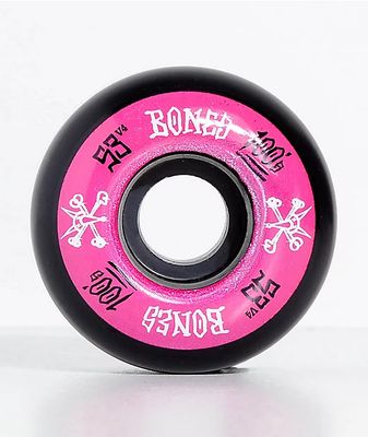 Bones 100 Ringers 53mm Pink & Black Skateboard Wheels