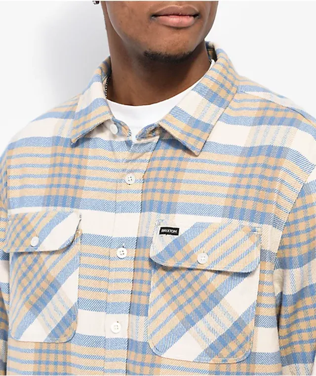 Brixton Bowery Flannel Rust & Copper Plaid Flannel Shirt