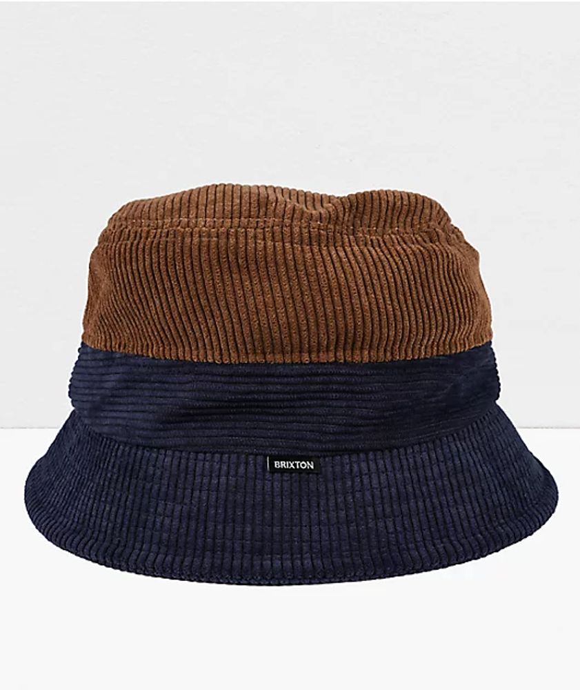Brixton Gramercy Navy, Brown & White Packable Corduroy Bucket Hat |  Coquitlam Centre