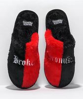 Broken Promises Bred Split Red & Black Slippers