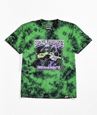 Broken Promises Kids' Stunt Devil Green & Black Tie Dye T-Shirt