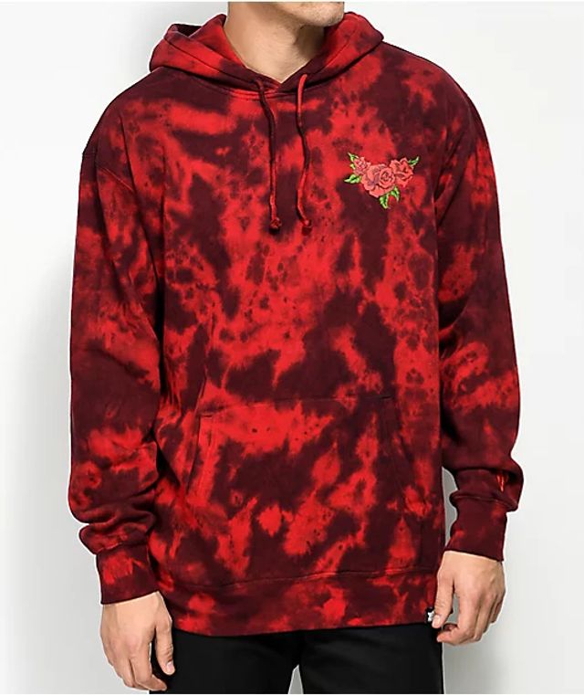 red and black tie dye sweatshirt