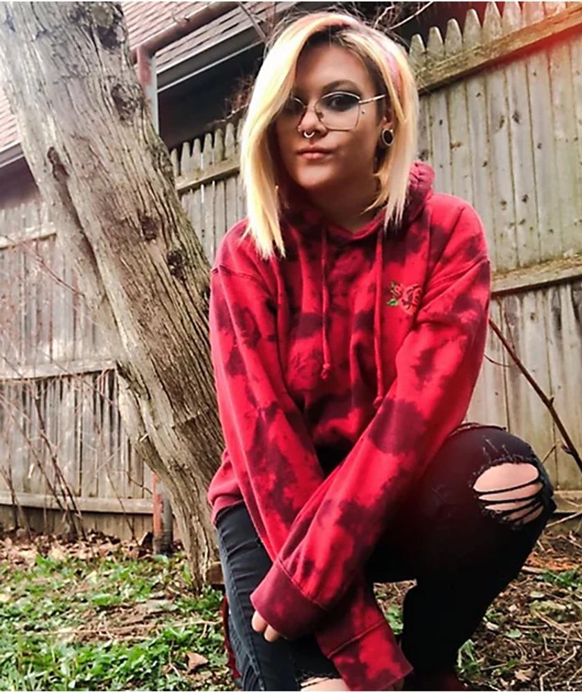 broken promises trio red tie dye hoodie