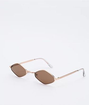Brown & Gold Micro Diamond Sunglasses
