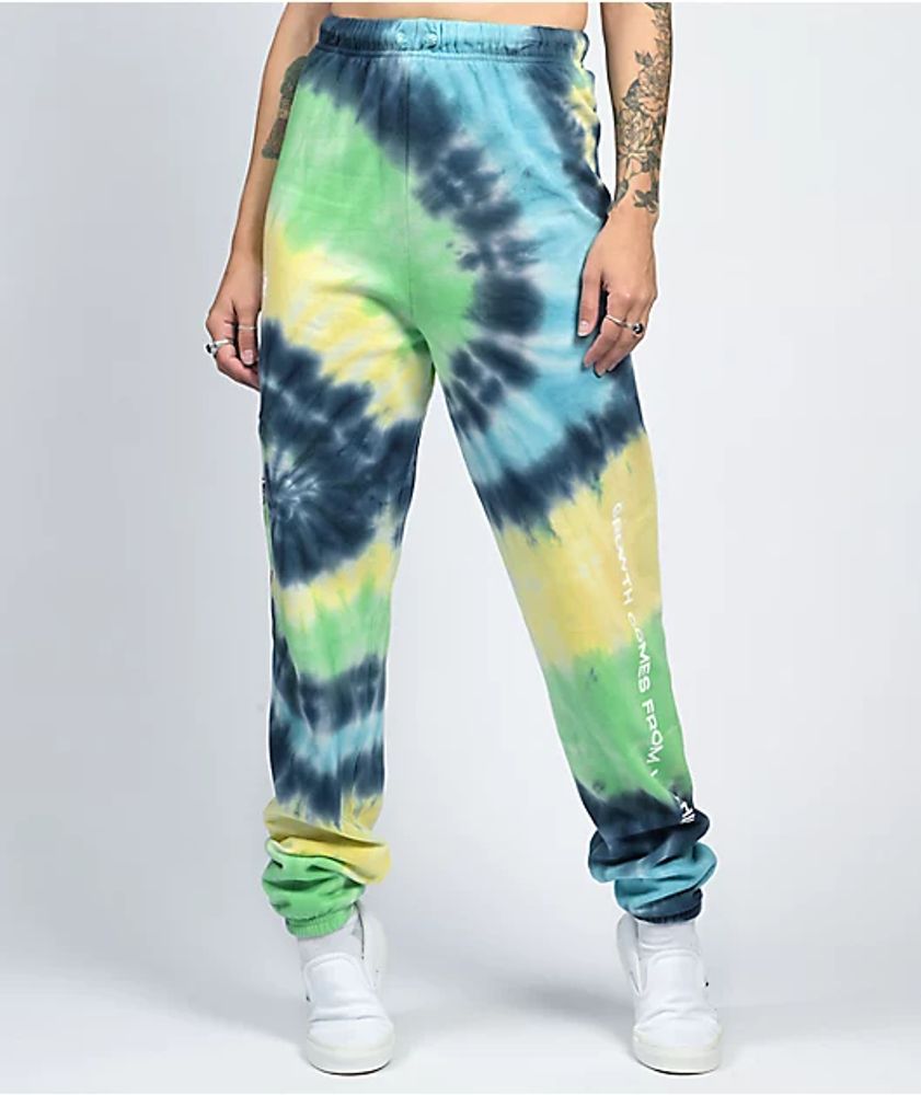 green and white tie dye sweatpants