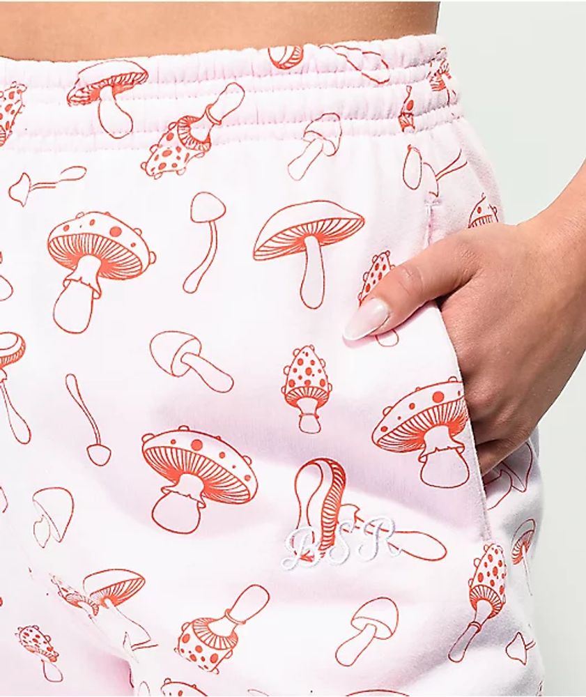 By Samii Ryan Shrooms All Over Print Pink Sweatpants