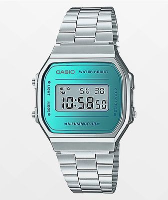 Casio A168WEM-2VT Vintage Silver & Blue Digital Watch