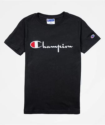 Champion Kids Script Black T-Shirt