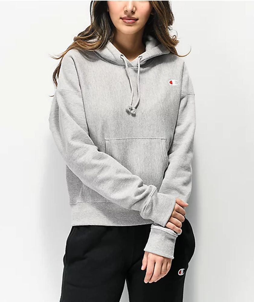 Champion Reverse Weave Hoodie, C Logo Oxford Grey M Men's