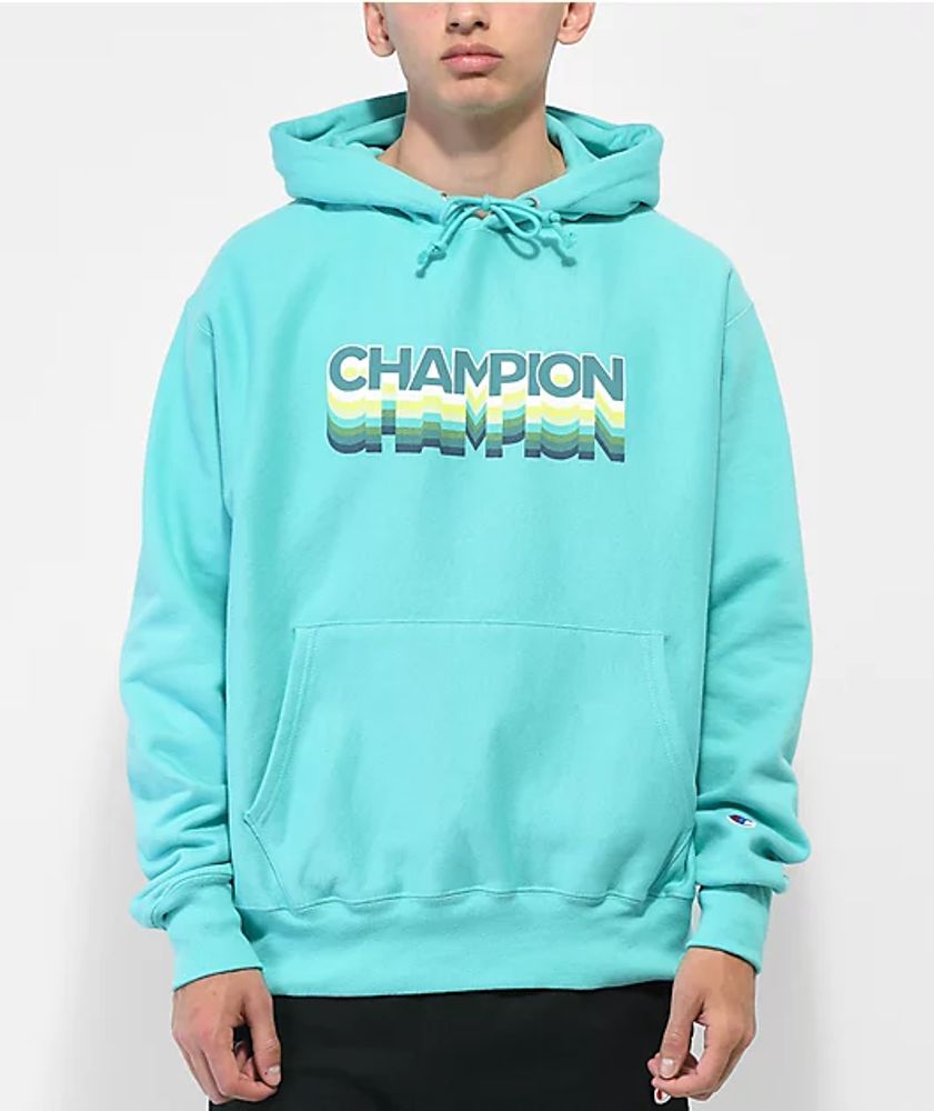 Champion Weave Logo Teal Hoodie | Mall of America®