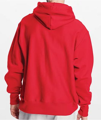 Champion Reverse Weave Small C Red Hoodie