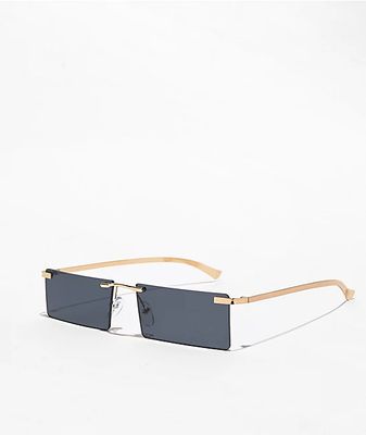 Clarity Black Slim Rectangle Sunglasses