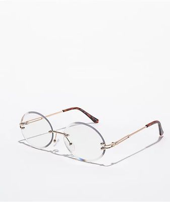 Clear Frameless Oval Sunglasses