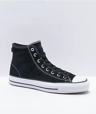 Converse CTAS Pro Hi Black & White Suede Skate Shoes