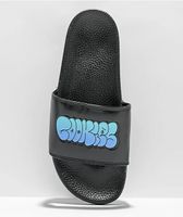 Cookies Bubble Graffiti Logo Black & Blue Slide Sandals