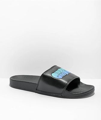 Cookies Bubble Graffiti Logo Black & Blue Slide Sandals
