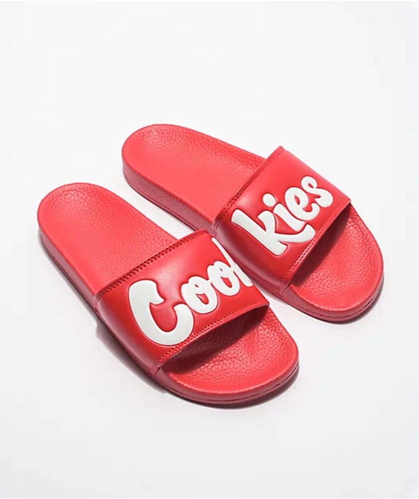 Cookies Original Mint Logo Red Slide Sandals
