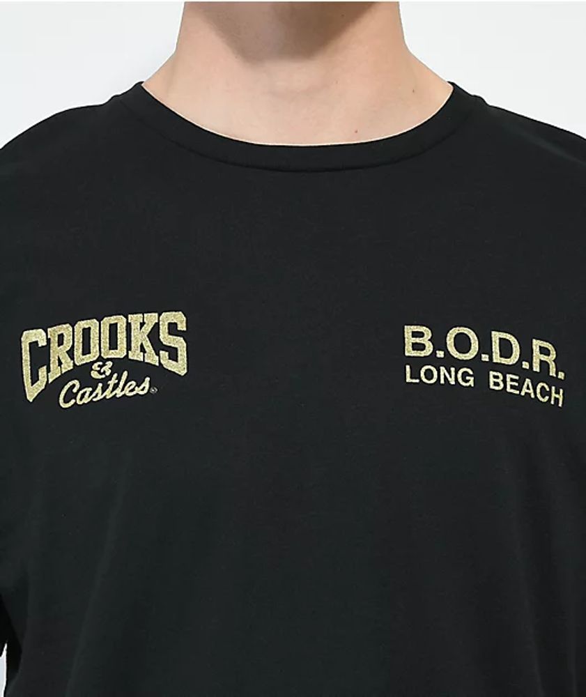 Crooks & Castles x Back On Death Row Gold Black T-Shirt