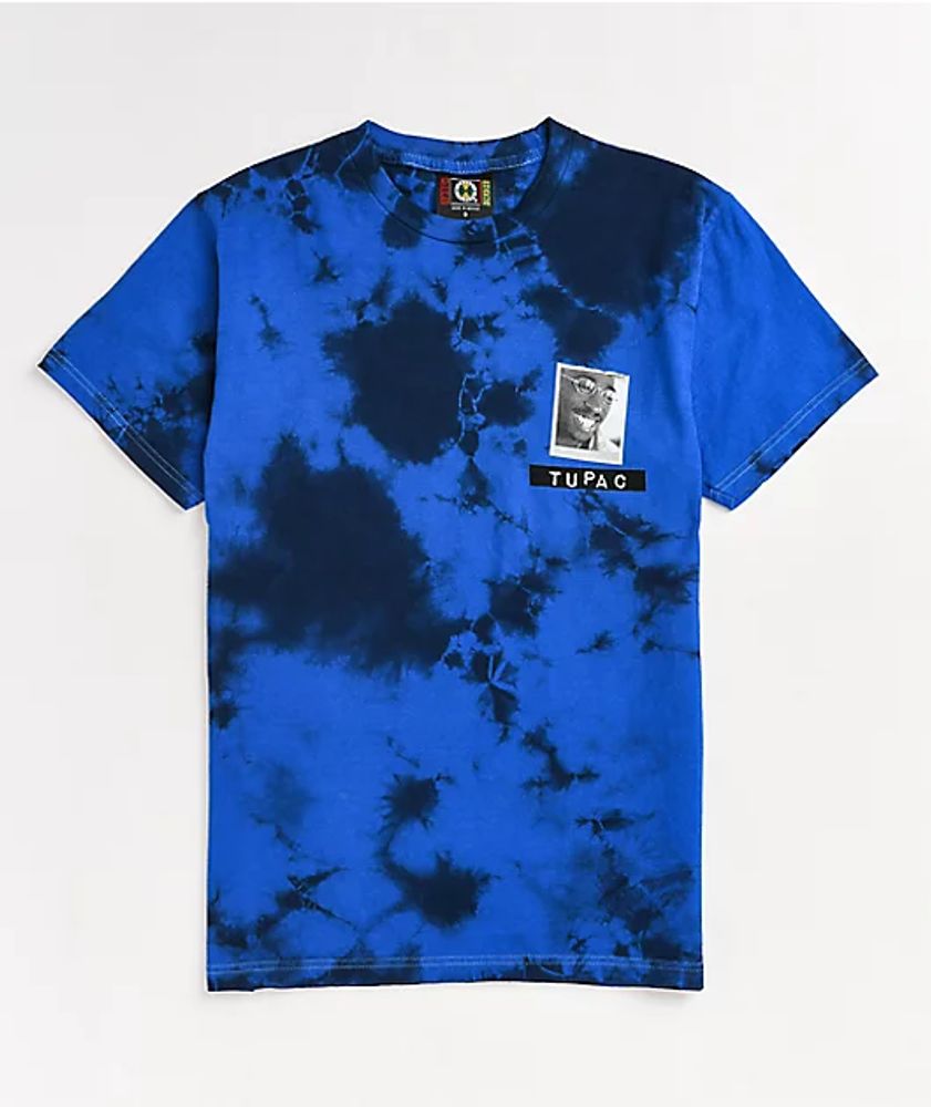 Cross Colours x Tupac All Smiles Blue Tie Dye T-Shirt
