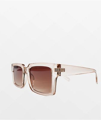Crystal Tan & Brown Gradient Rectangle Sunglasses