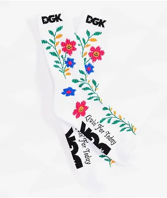 DGK Life Floral White Crew Socks