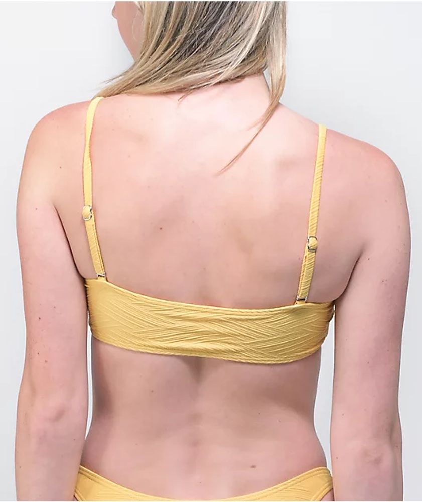 Damsel Ray Crosshatch Yellow Bandeau Bikini Top